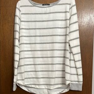 Pink Clover Grey and White Striped Sweater